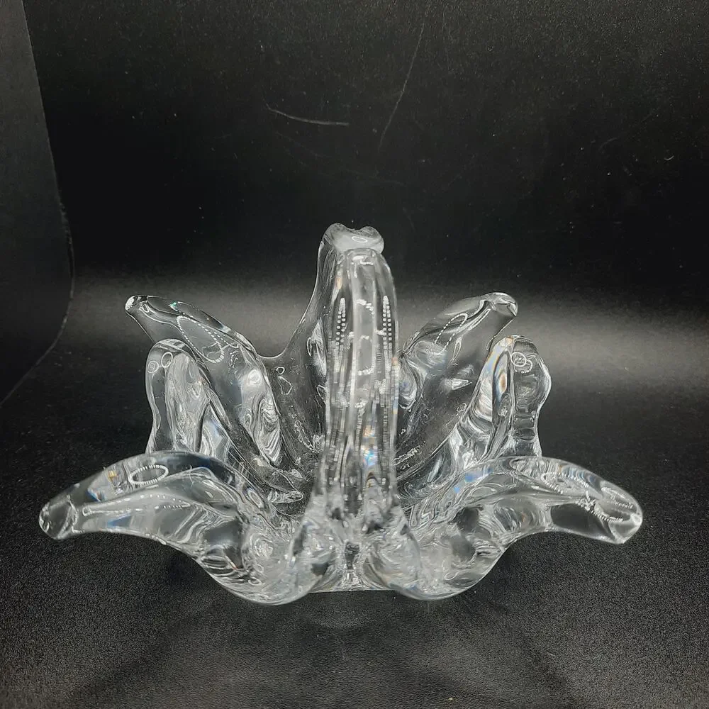 VTG Crystal Splash Basket Mid Century Glass Bowl Beautiful